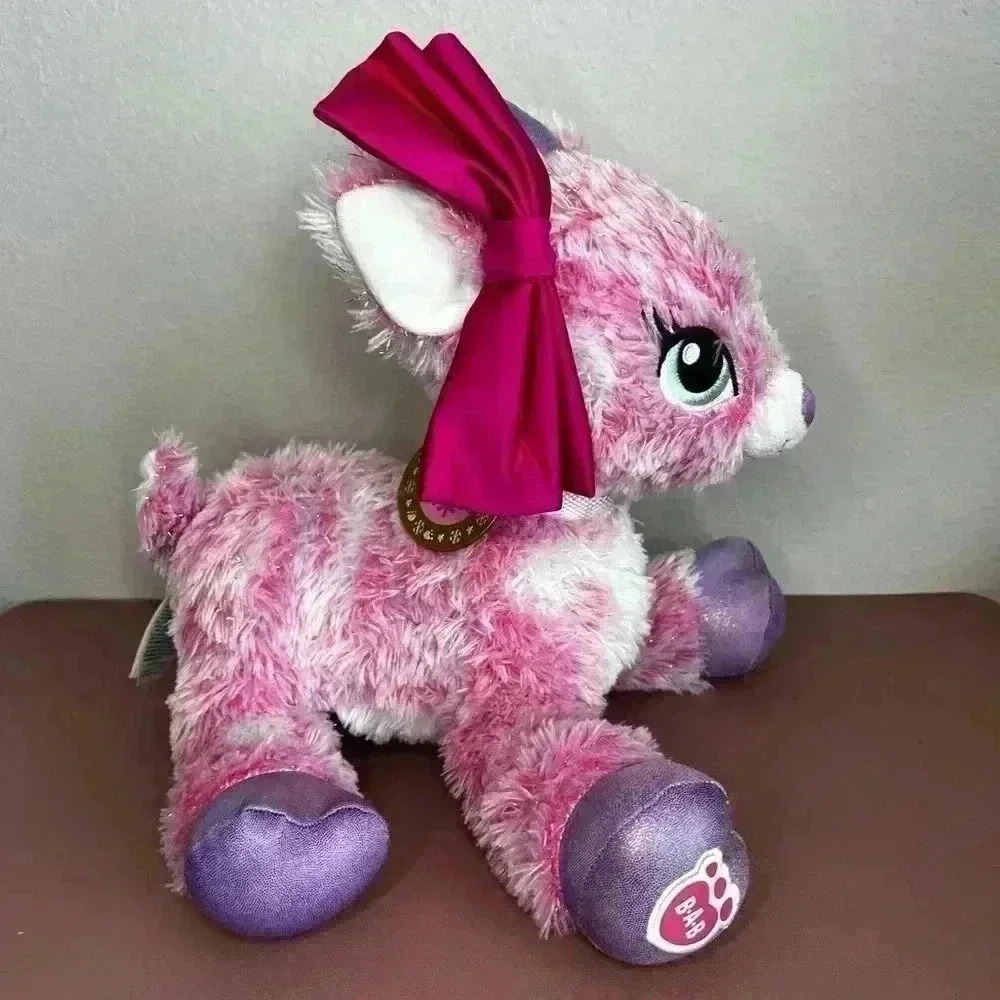 Build A Bear TWINKLE REINDEER Pink SparklY Soft 15” Plush With Collar & Name Tag